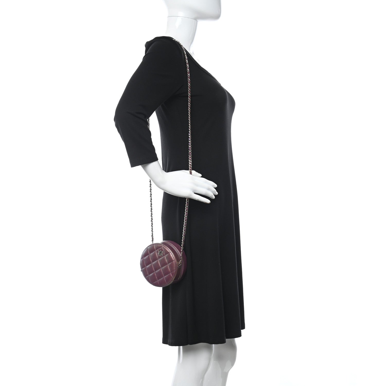 Chanel Iridescent Lambskin Quilted Round Clutch With Chain Purple 2 of 11