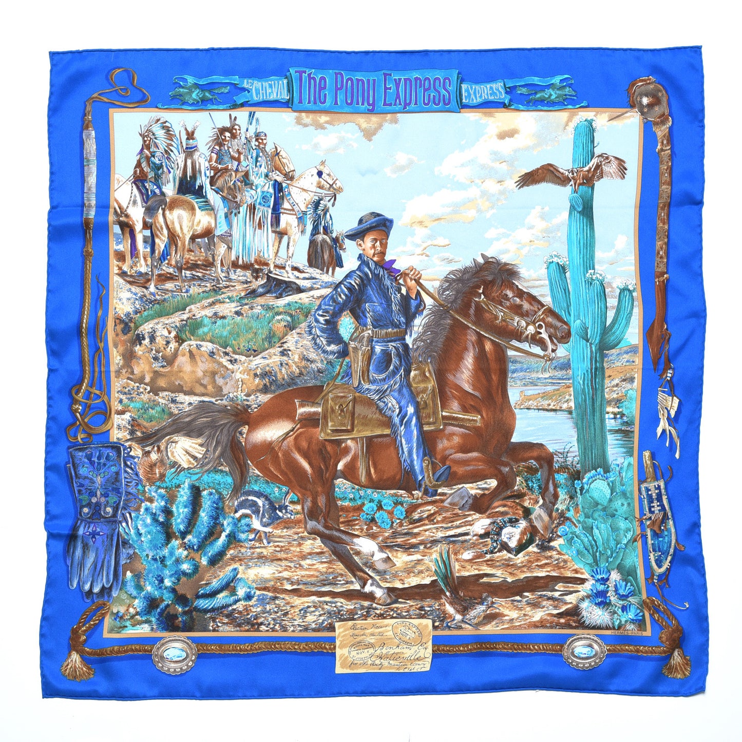 Silk The Pony Express Scarf 70 Cobalt Ciel Canard