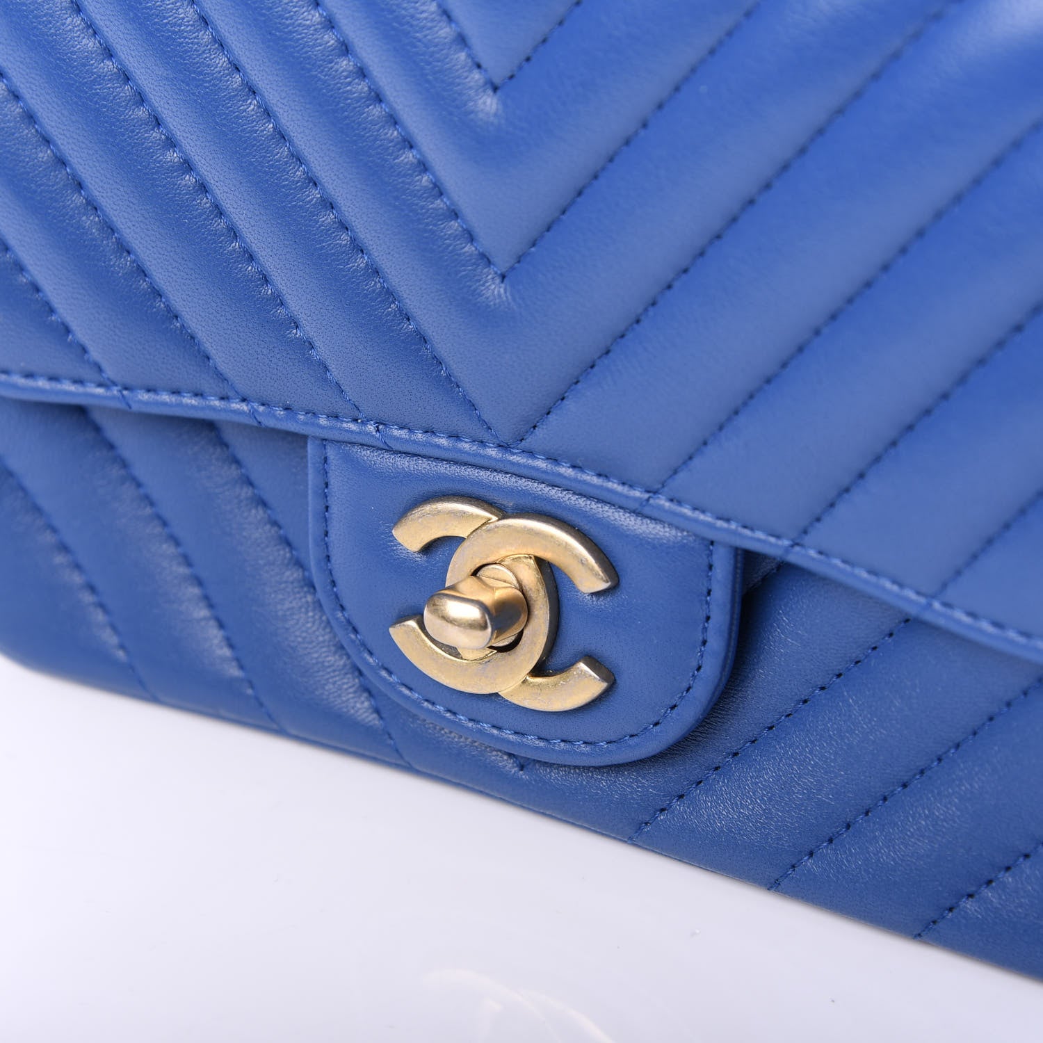 Chanel Lambskin Chevron Quilted Mini Square Flap Blue 8 of 11