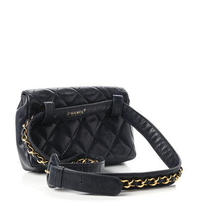 Chanel Lambskin Quilted Flap Waist Belt Bag Navy 3 of 13