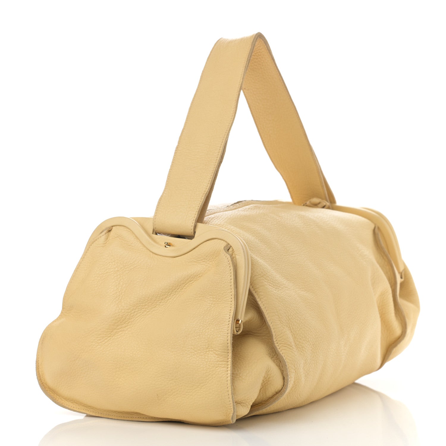 Bottega Veneta Cervo Deerkskin Shoulder Bag Light Yellow 3 of 13