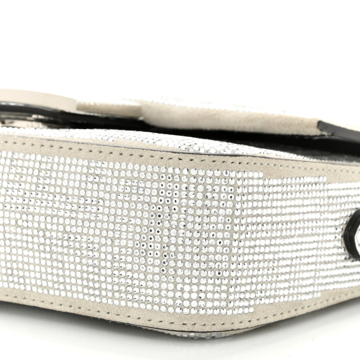 Fendi Crystal Vitello Laminato FF Mini Baguette Crystal Argento 10 of 10