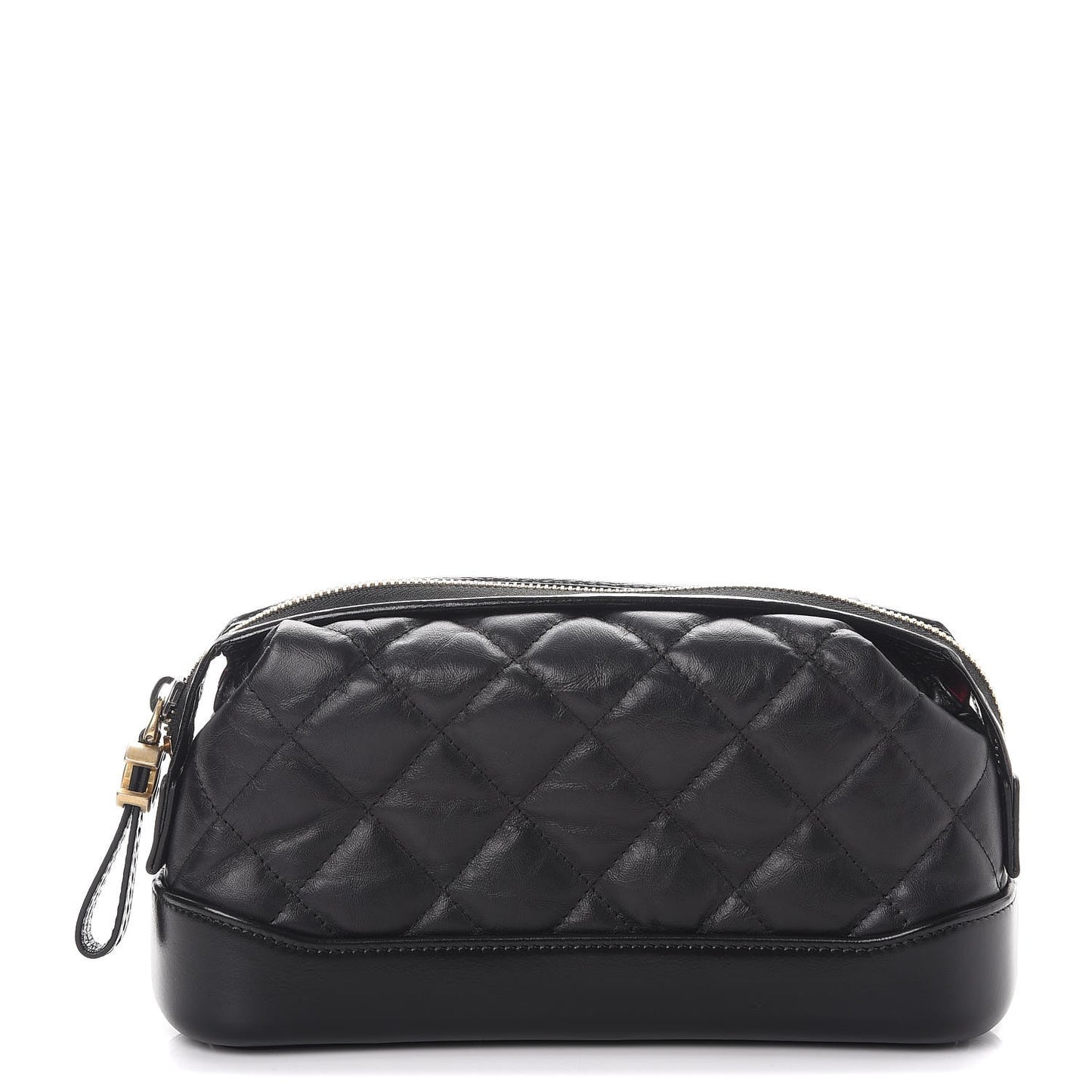 Aged Calfskin Quilted Gabrielle Classic Pouch Black