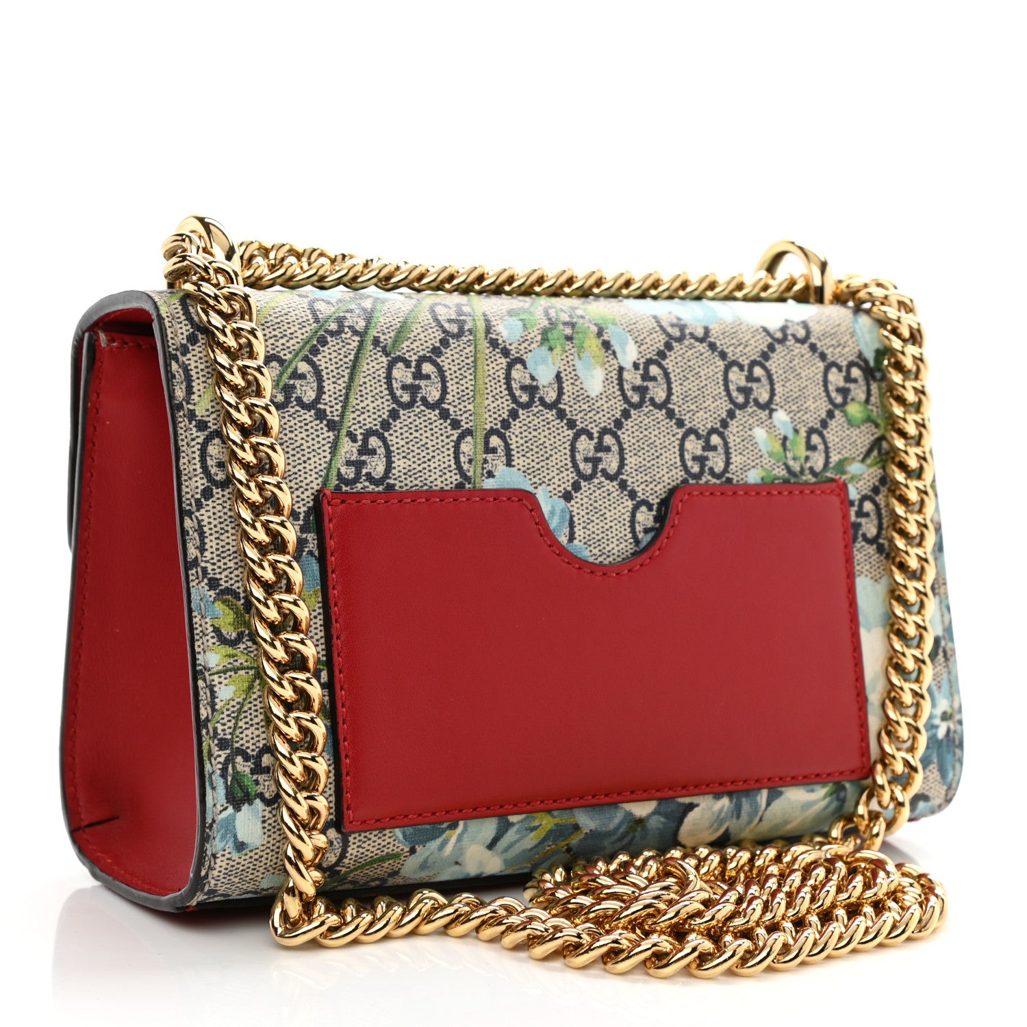 Gucci GG Supreme Monogram Blooms Small Padlock Shoulder Bag Beige Blue Navy Hibiscus Red 3 of 9