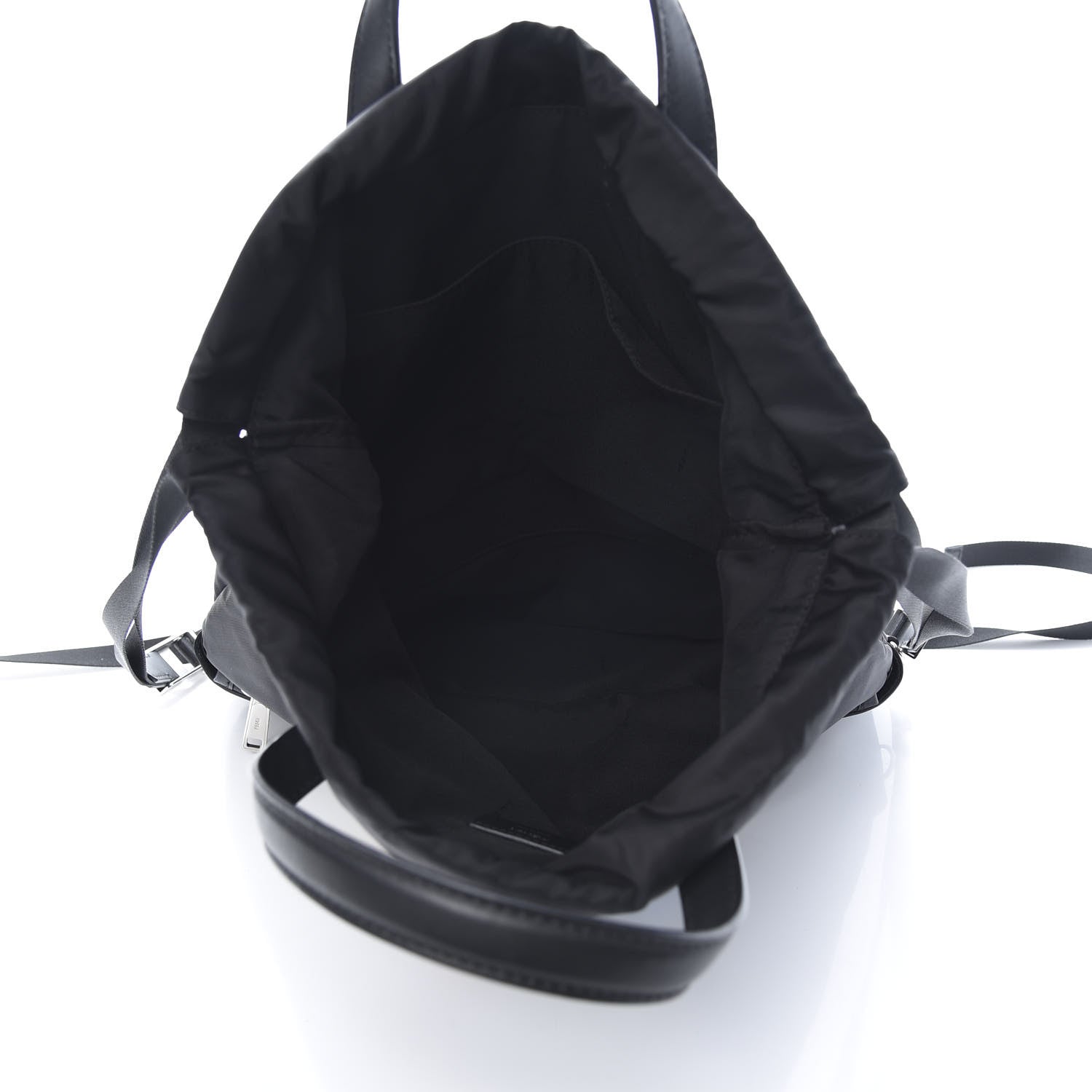 Fendi Nylon Vitello Faces Vocabulary Drawstring Backpack Black 4 of 10