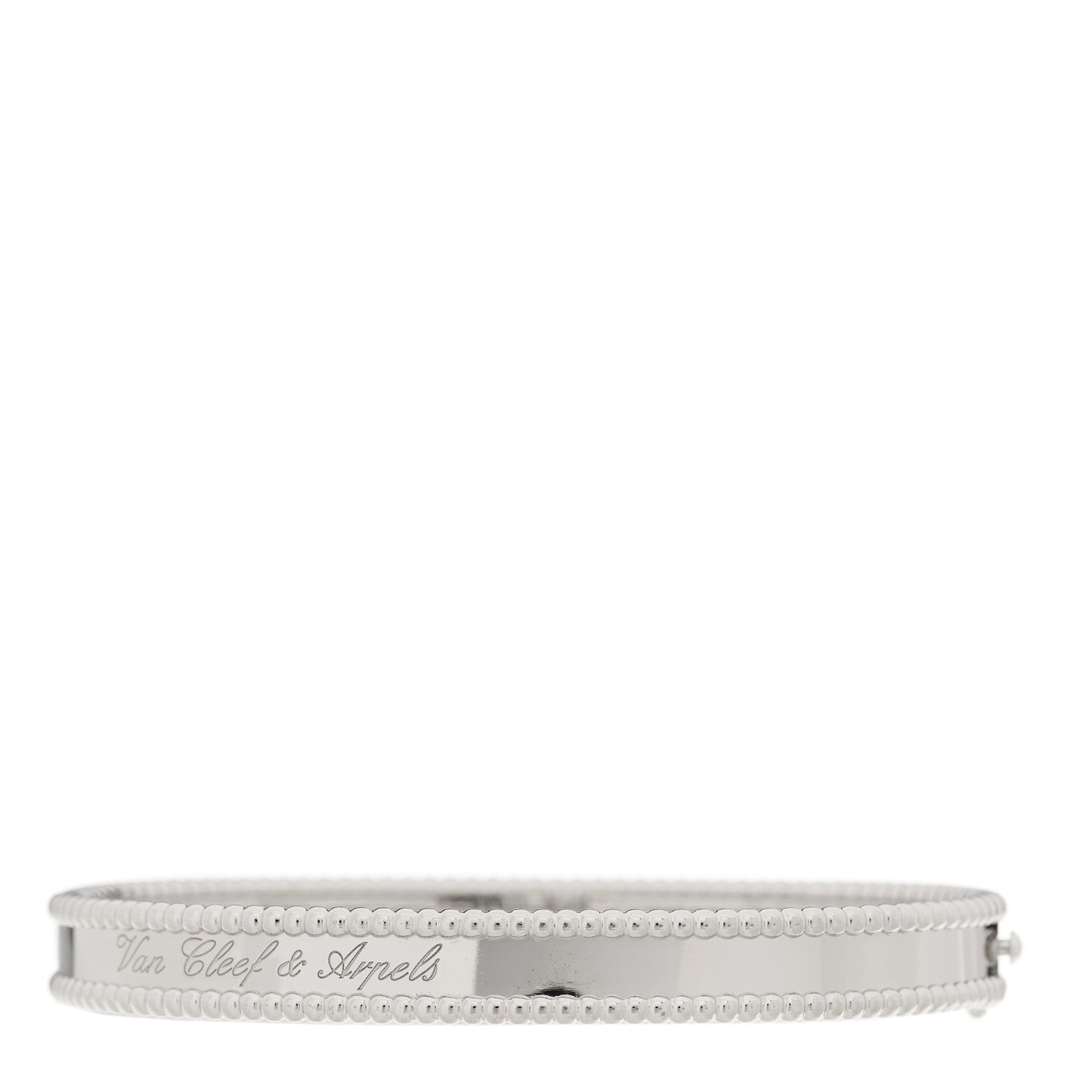 18K White Gold Perlee Signature Bangle Bracelet L