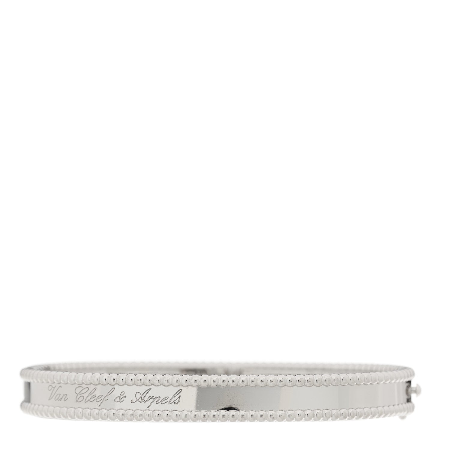 Van Cleef & Arpels 18K White Gold Perlee Signature Bangle Bracelet L 2 of 4