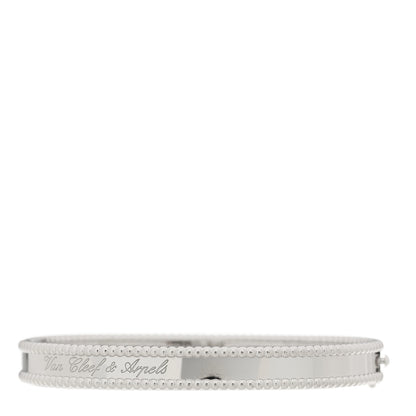 Van Cleef & Arpels 18K White Gold Perlee Signature Bangle Bracelet L 2 of 4