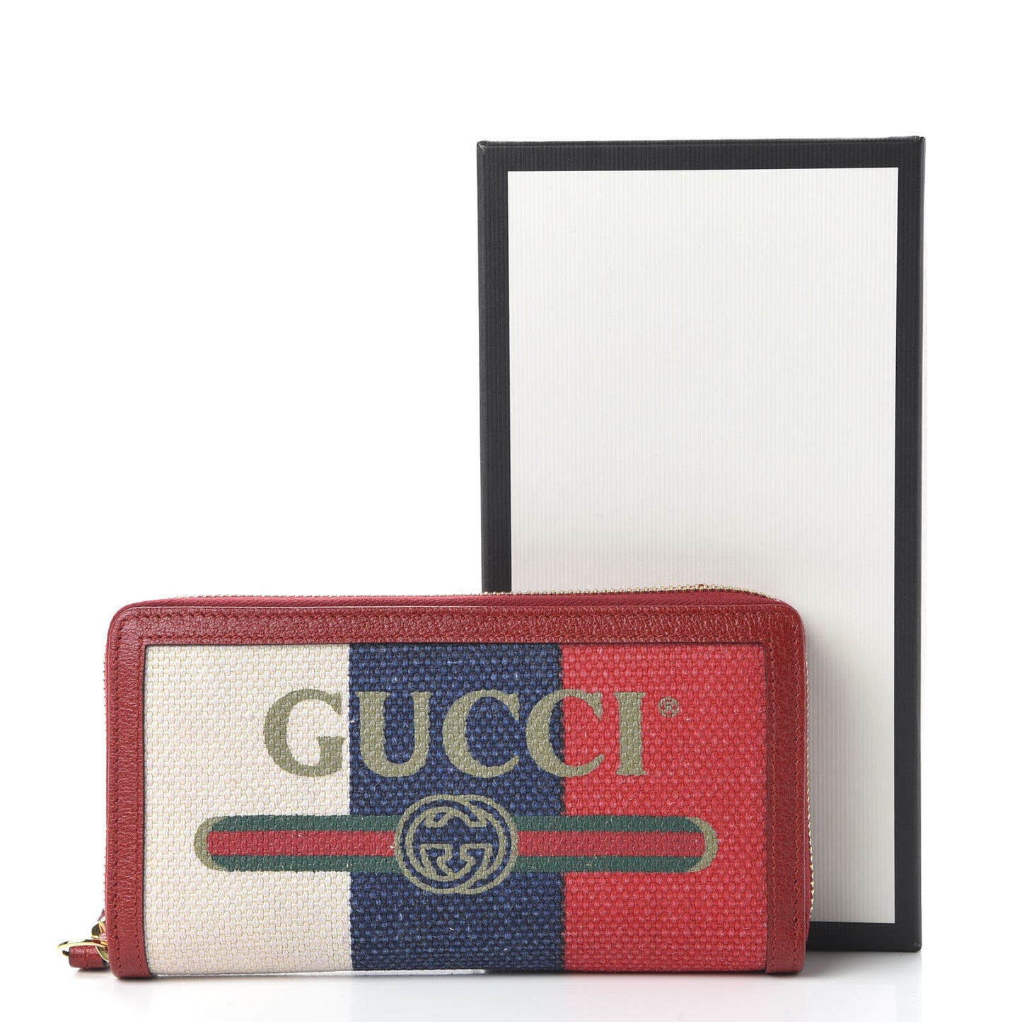 Canvas Sylvie Stripe Logo Zip Around Wallet Mystic White Hibiscus Red Maritime