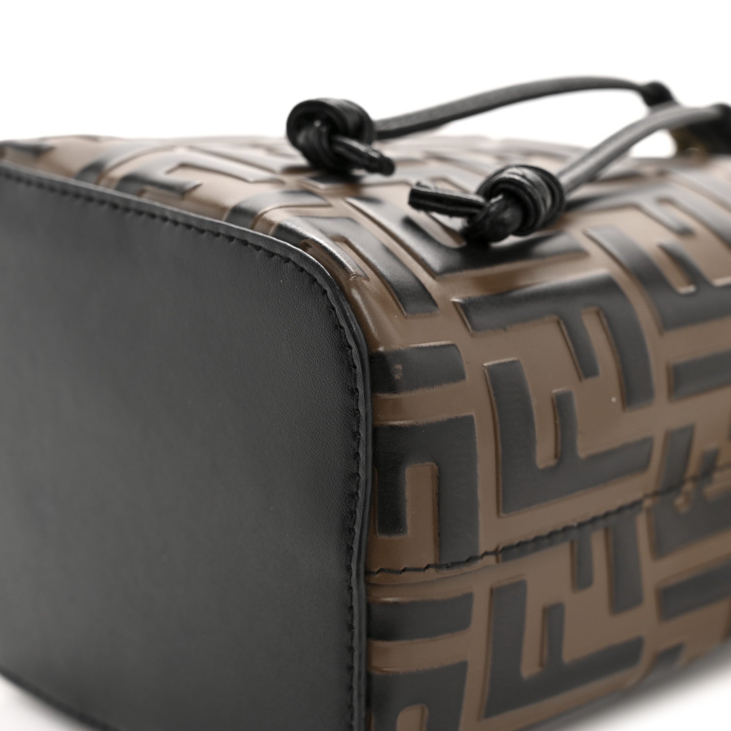 Fendi Vitello Liberty F is Fendi Bi-Color FF 1974 Embossed Mini Mon Tresor Bucket Bag Maya Black 11 of 11