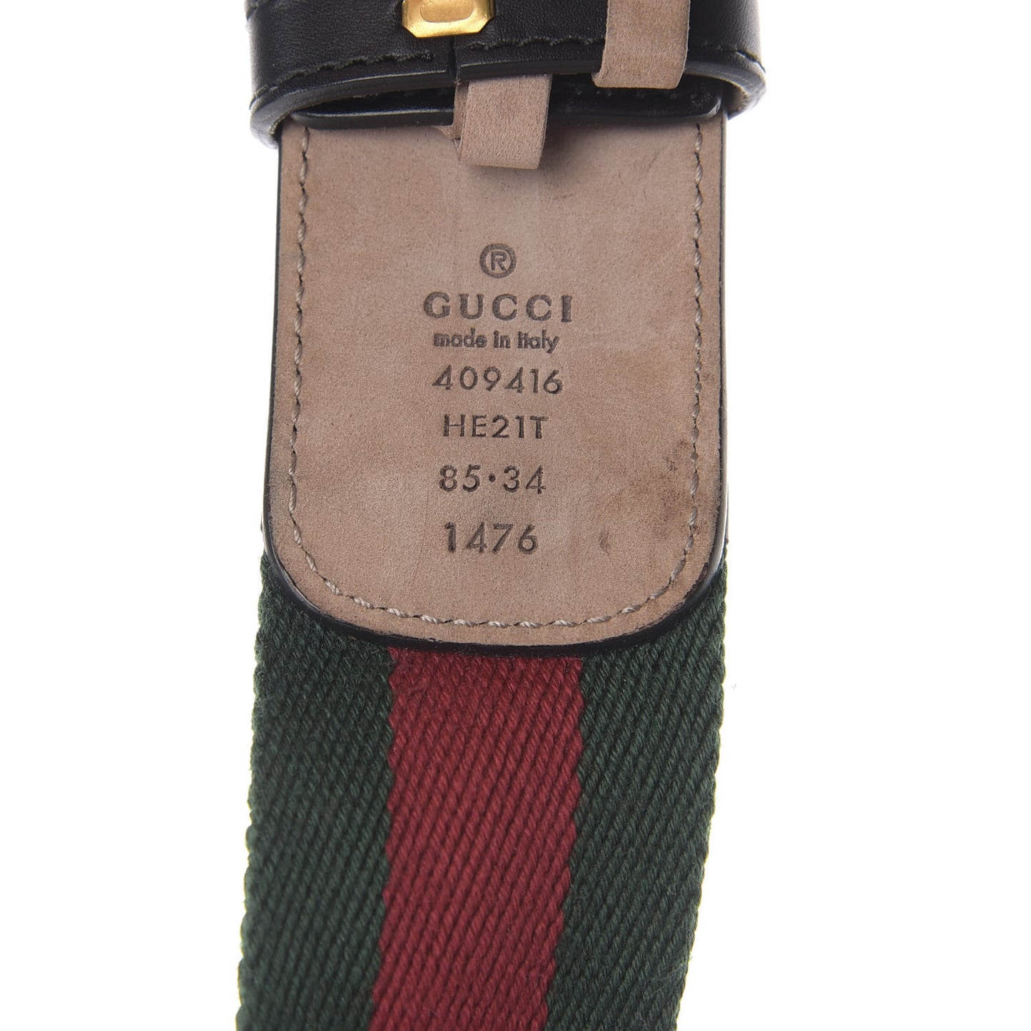 Nylon Calfskin Double G Web 40mm Belt 85 34 Green Red Black