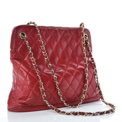 Chanel Lambskin Quilted Shoulder Bag Red 3 of 26