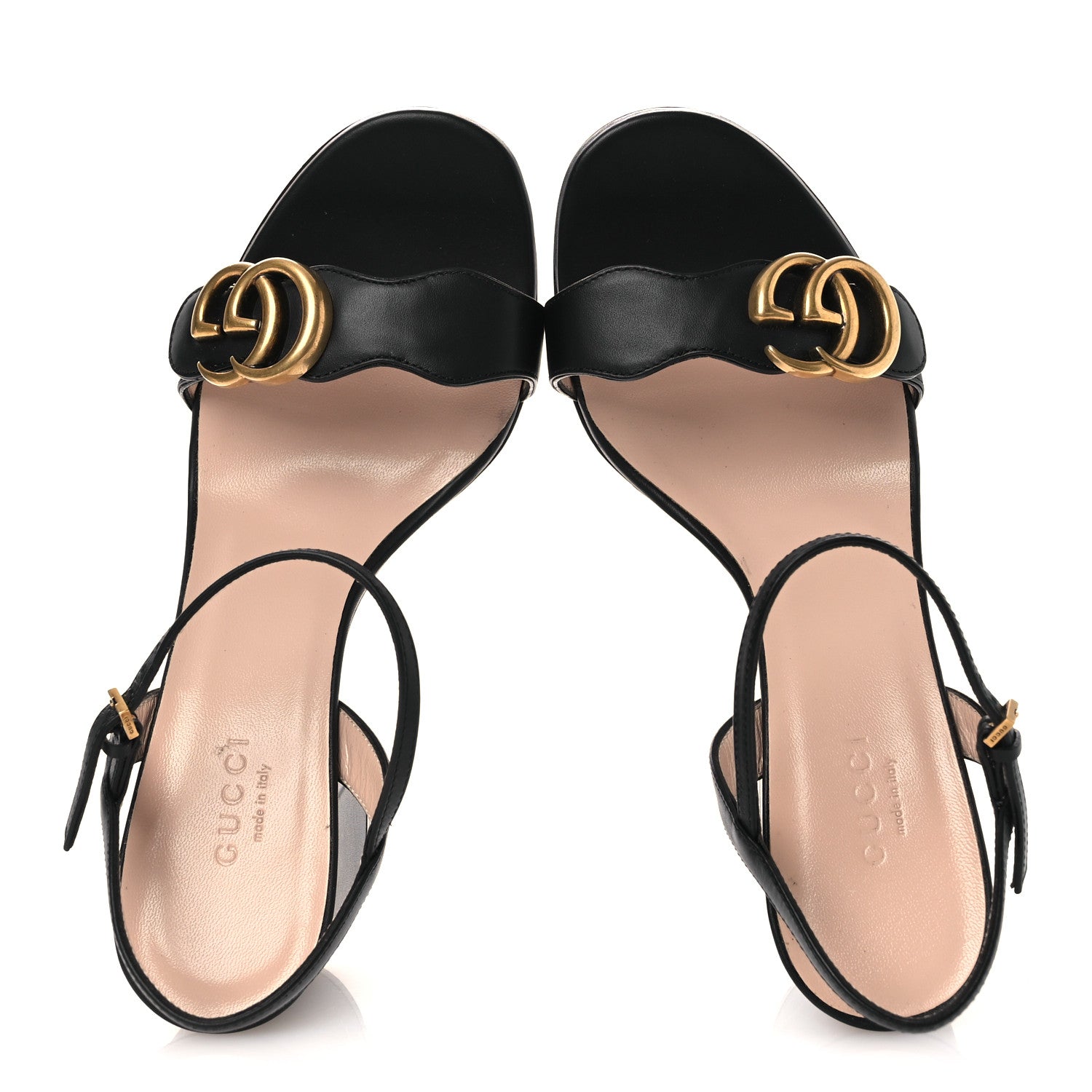 Gucci Lifford Calfskin GG Marmont Ankle Wrap 75mm Sandals 36.5 Black 2 of 10