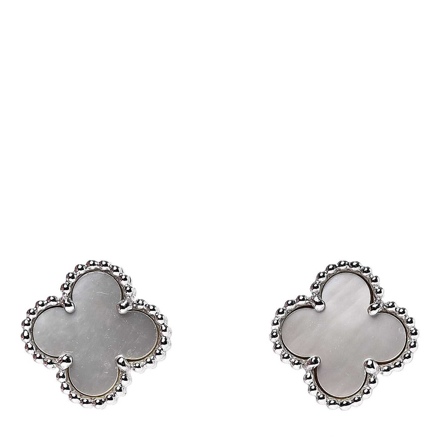 18K White Gold Mother of Pearl Sweet Alhambra Earrings