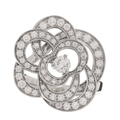 Chanel 18K White Gold Diamond Fil de Camelia Ring 47 4 1 of 6