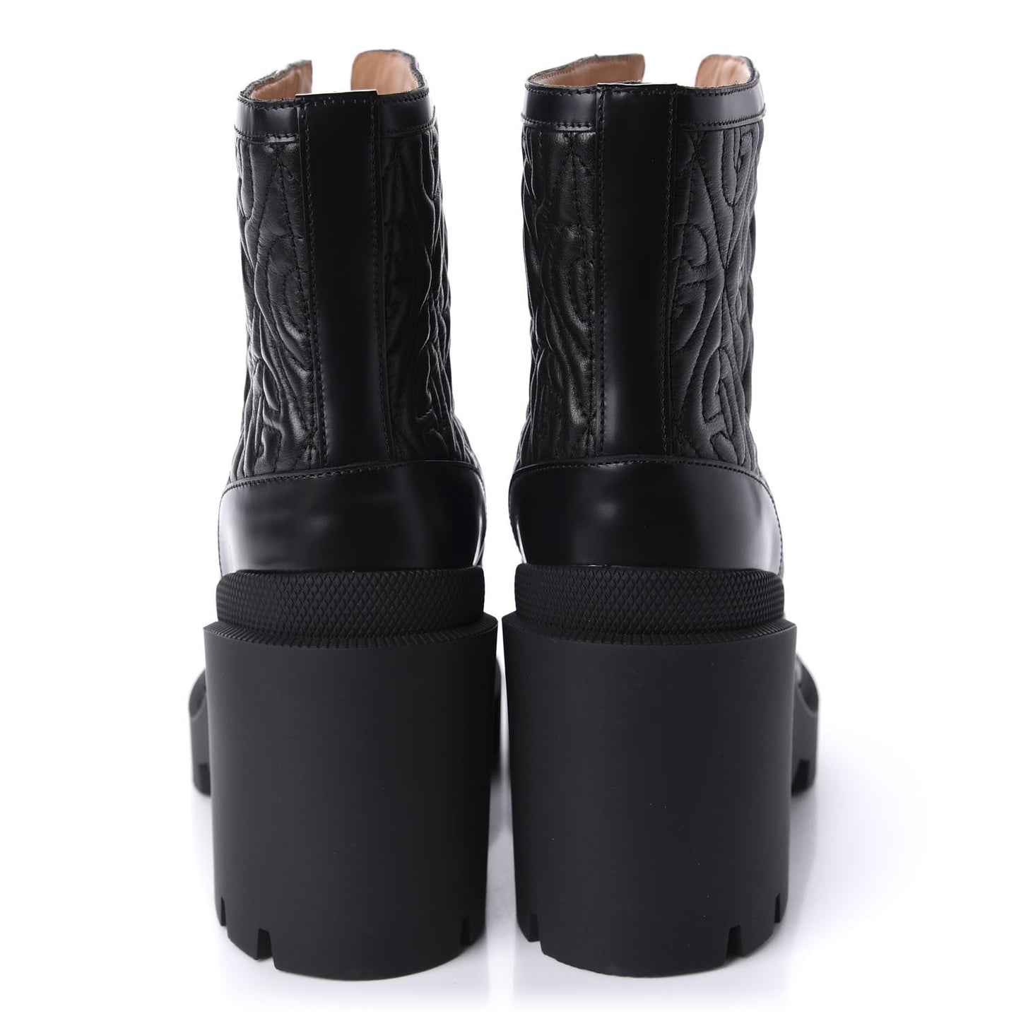 Calfskin Nappa Rhombus Quilted Trip Ankle Boots 40 Black