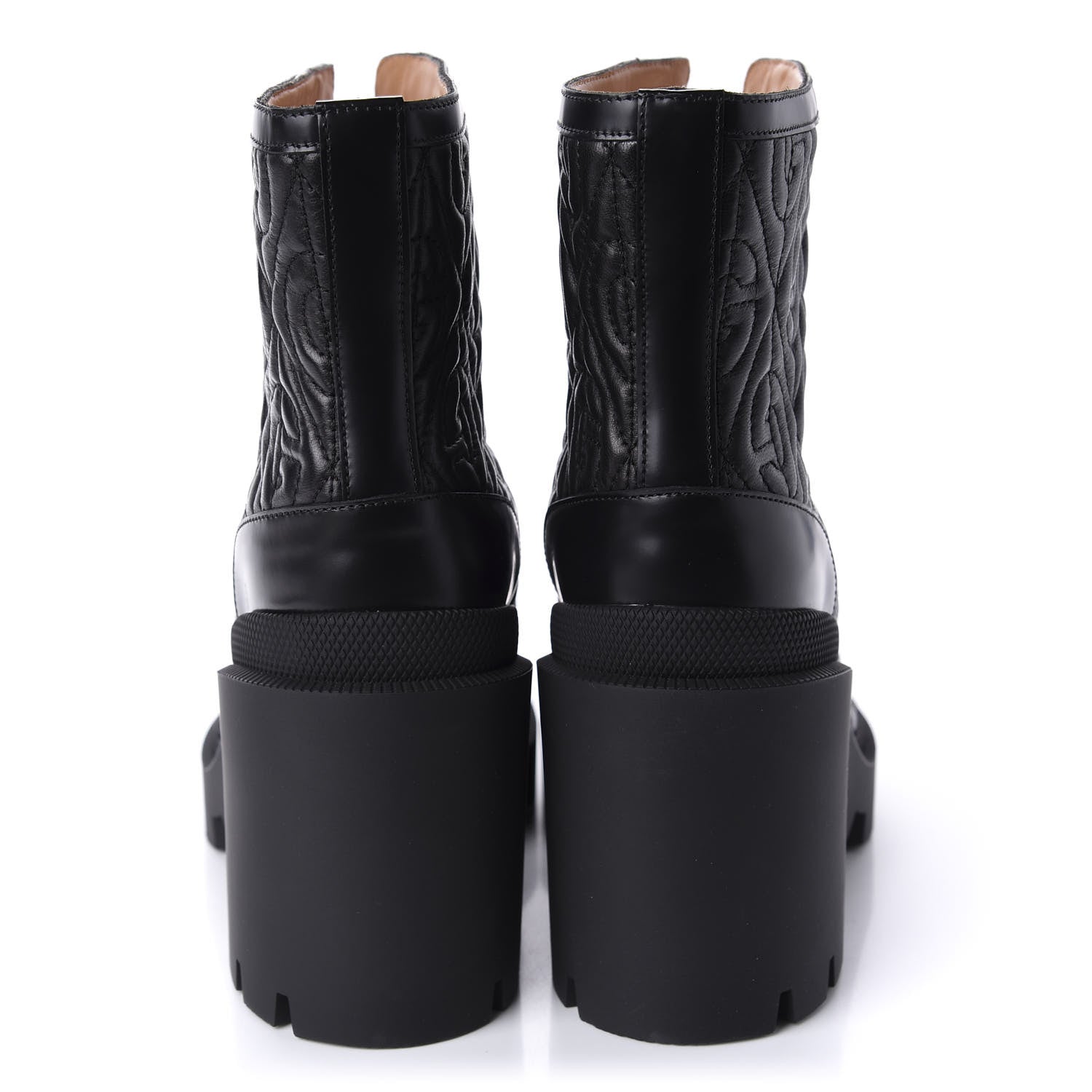 Gucci Calfskin Nappa Rhombus Quilted Trip Ankle Boots 40 Black 6 of 10