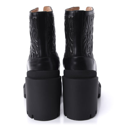 Gucci Calfskin Nappa Rhombus Quilted Trip Ankle Boots 40 Black 6 of 10
