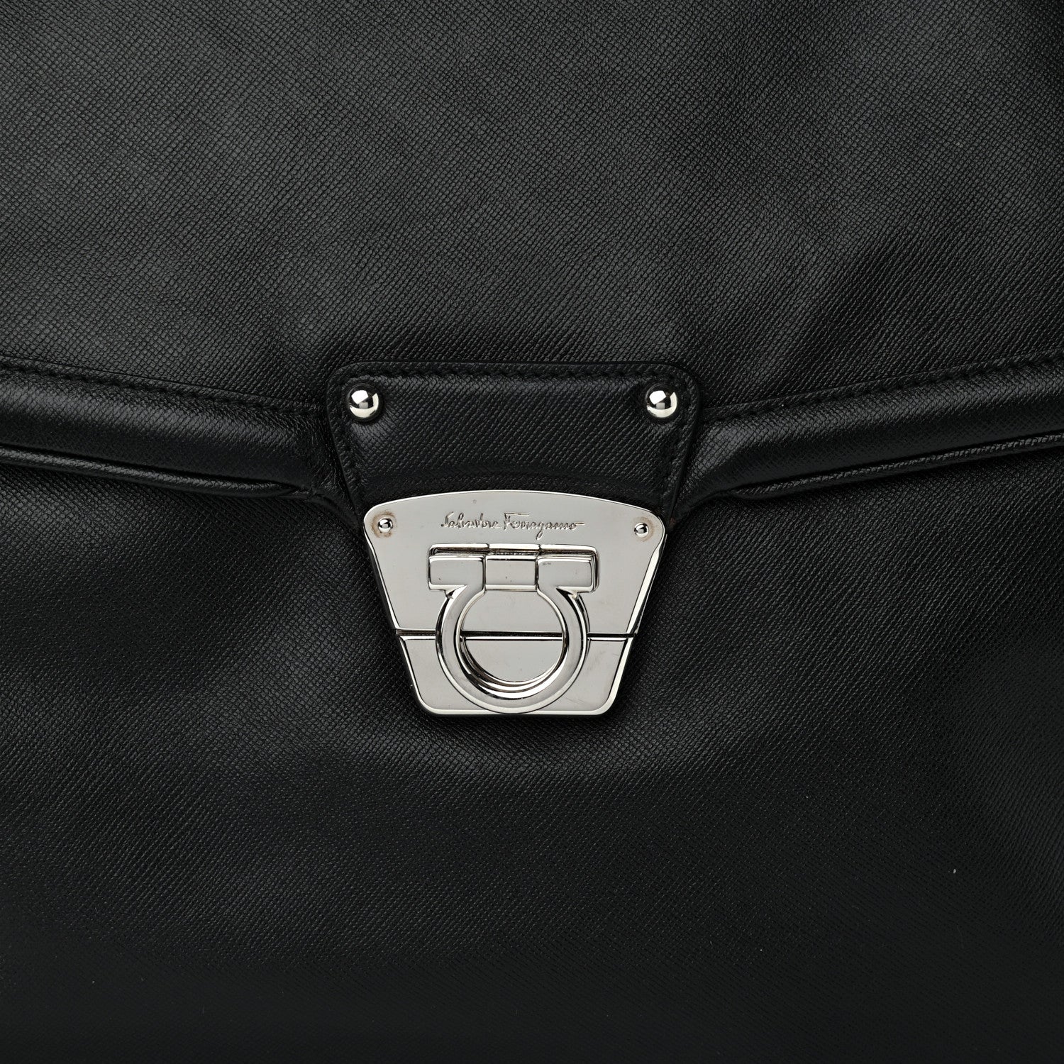 Salvatore Ferragamo Hammered Calfskin Satchel Black 8 of 10