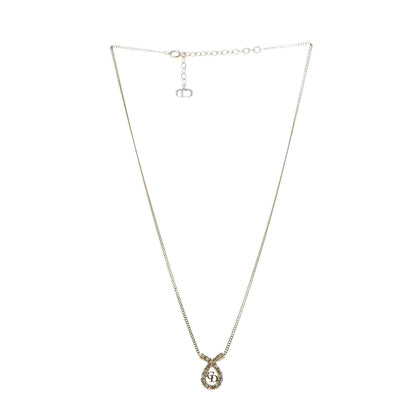 Christian Dior Crystal Logo Necklace Gold 3 of 5