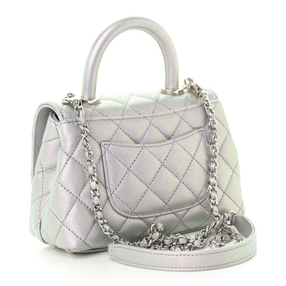 Chanel Iridescent Caviar Quilted Extra Mini Coco Handle Flap Purple 3 of 11
