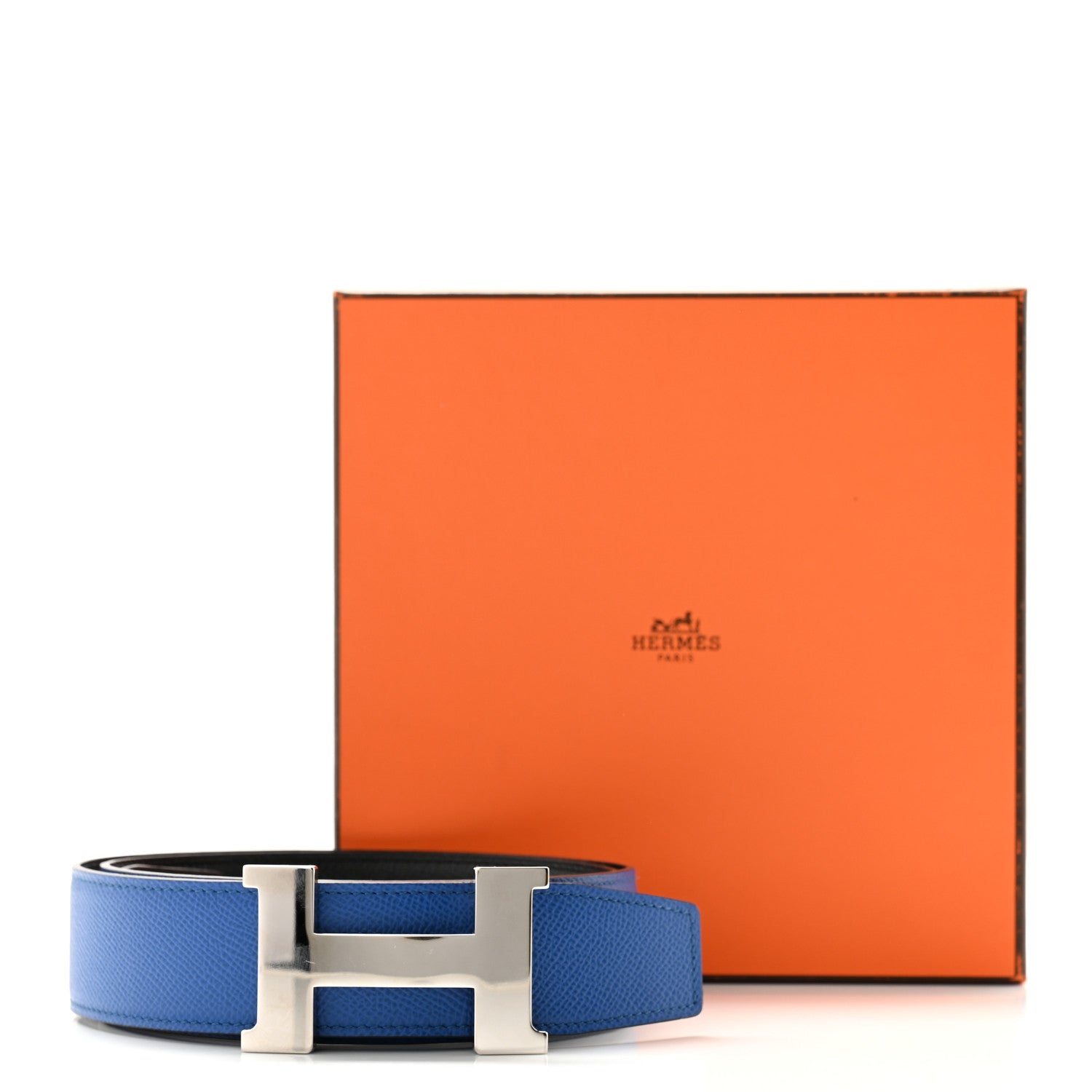 Hermes Epsom 38mm Constance H Belt 95 38 Black Bleu Zellige