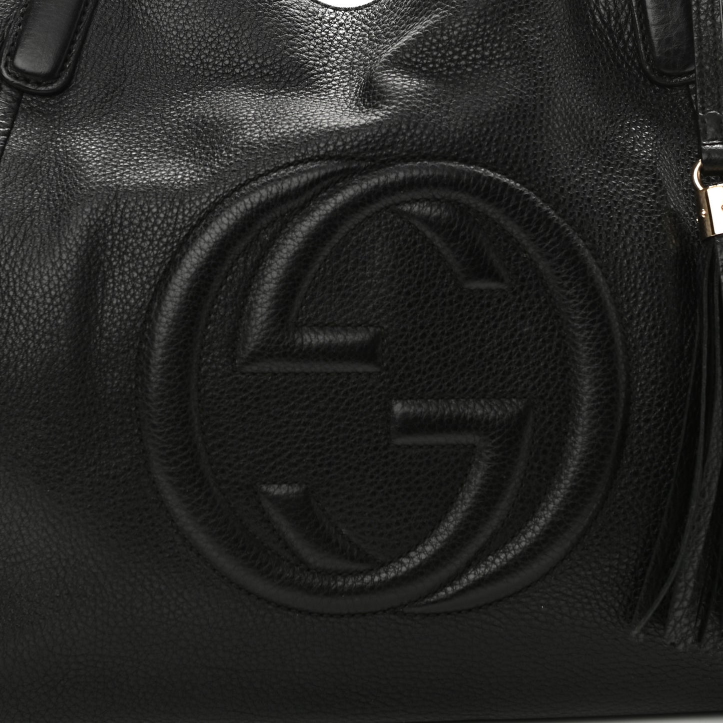 Pebbled Calfskin Medium Soho Shoulder Bag Black