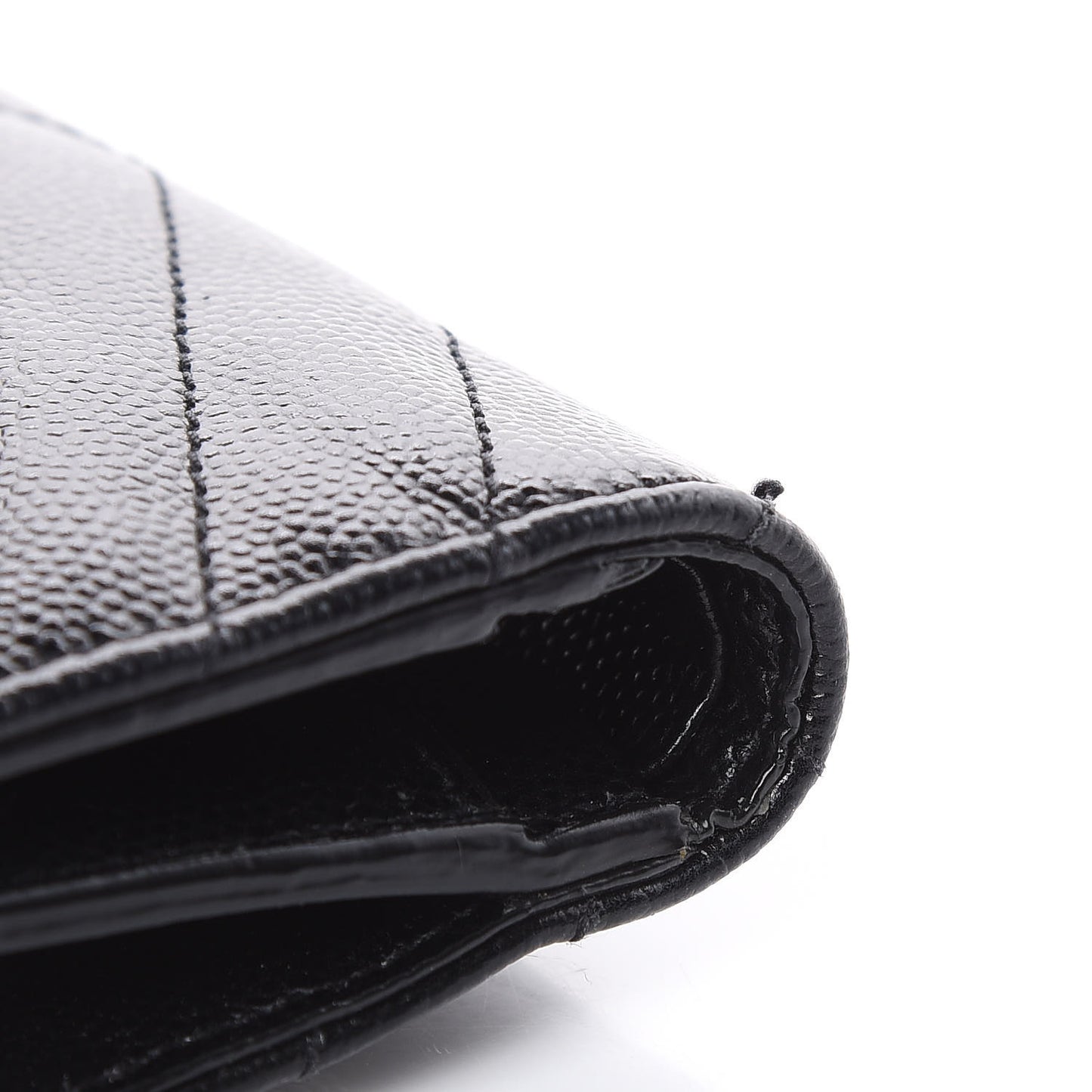 Grain De Poudre Matelasse Chevron Monogram Compact Tri Fold Wallet Black