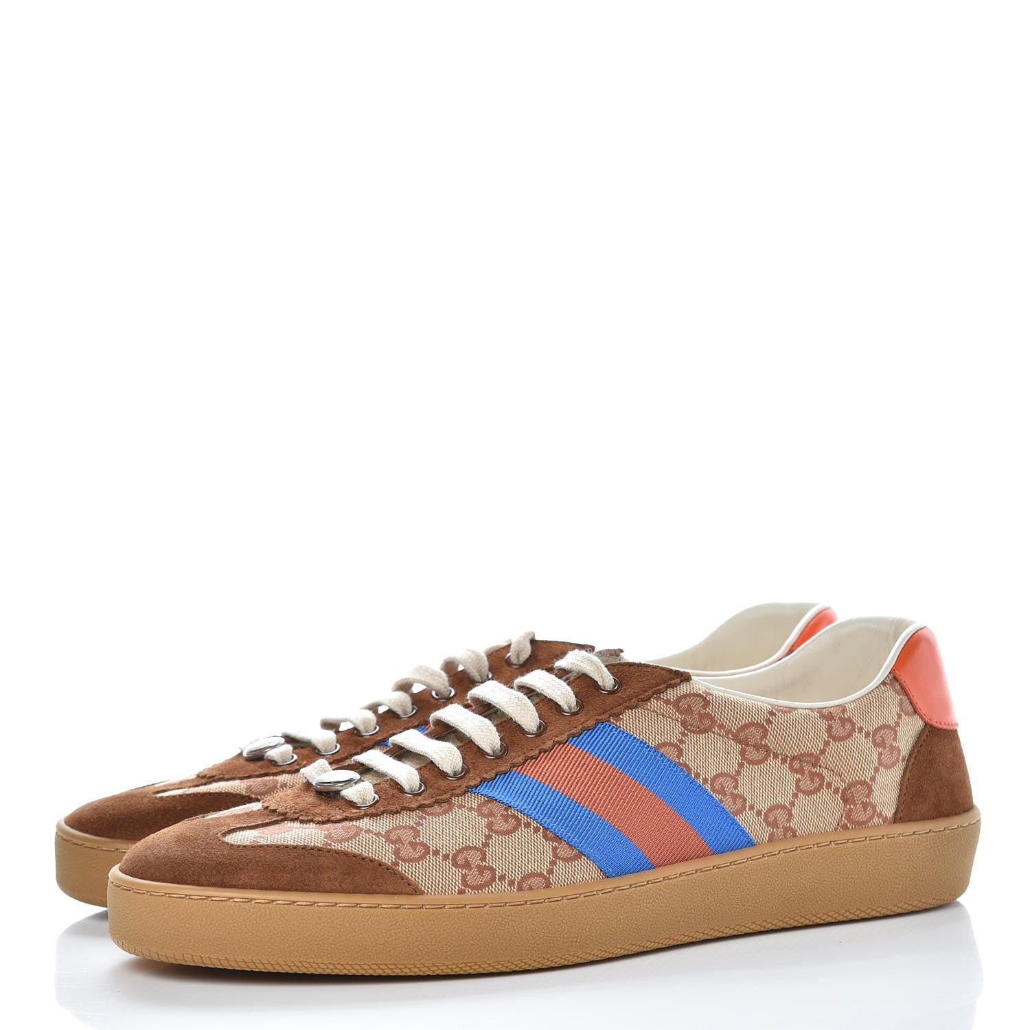 Gucci GG Monogram Suede Web Mens G74 Sneakers 11.5 Beige Ruggine Cuir 3 of 9