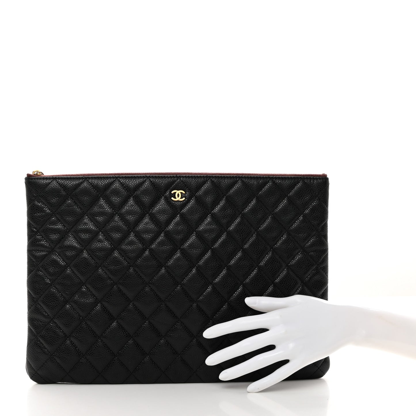 Caviar Quilted Large Cosmetic Case Black