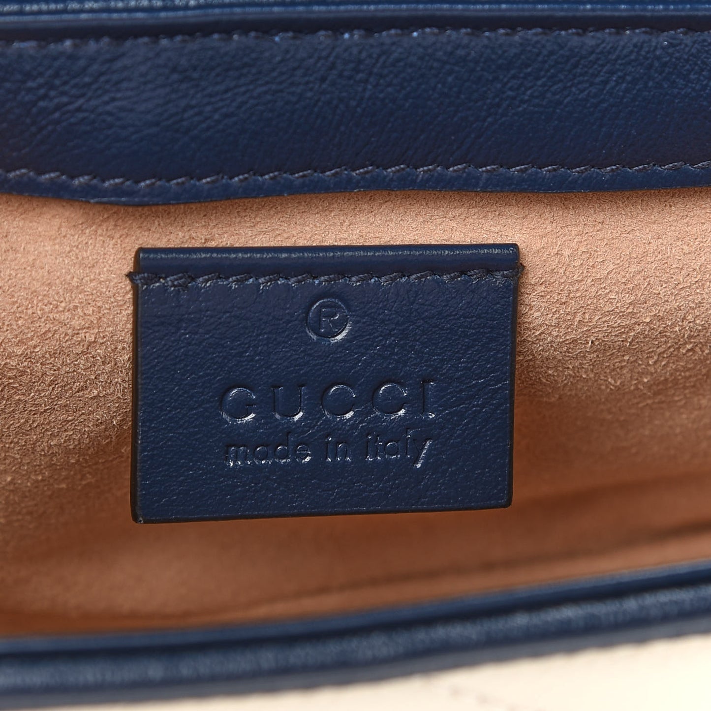 Vintage Effect Calfskin Matelasse Diagonal Super Mini Torchon GG Marmont Shoulder Bag Mystic White Blue Agata