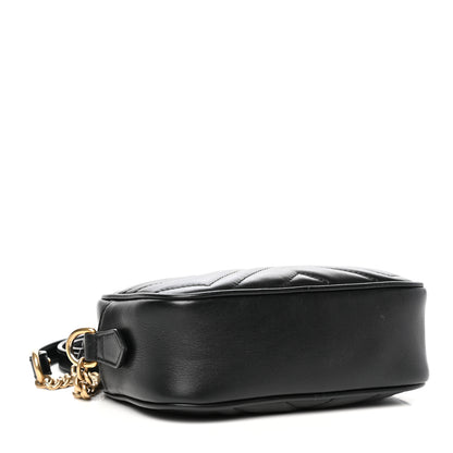 Gucci Calfskin Matelasse Mini GG Marmont Chain Shoulder Bag Black 4 of 10