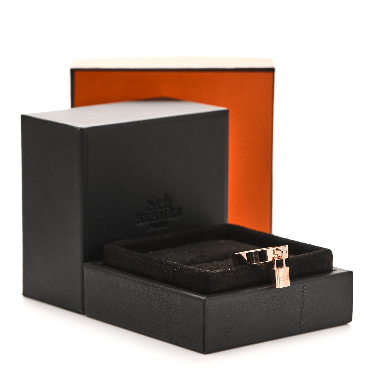 Hermes 18K Rose Gold MM Kelly Clochette Ring 52 6 7 of 7