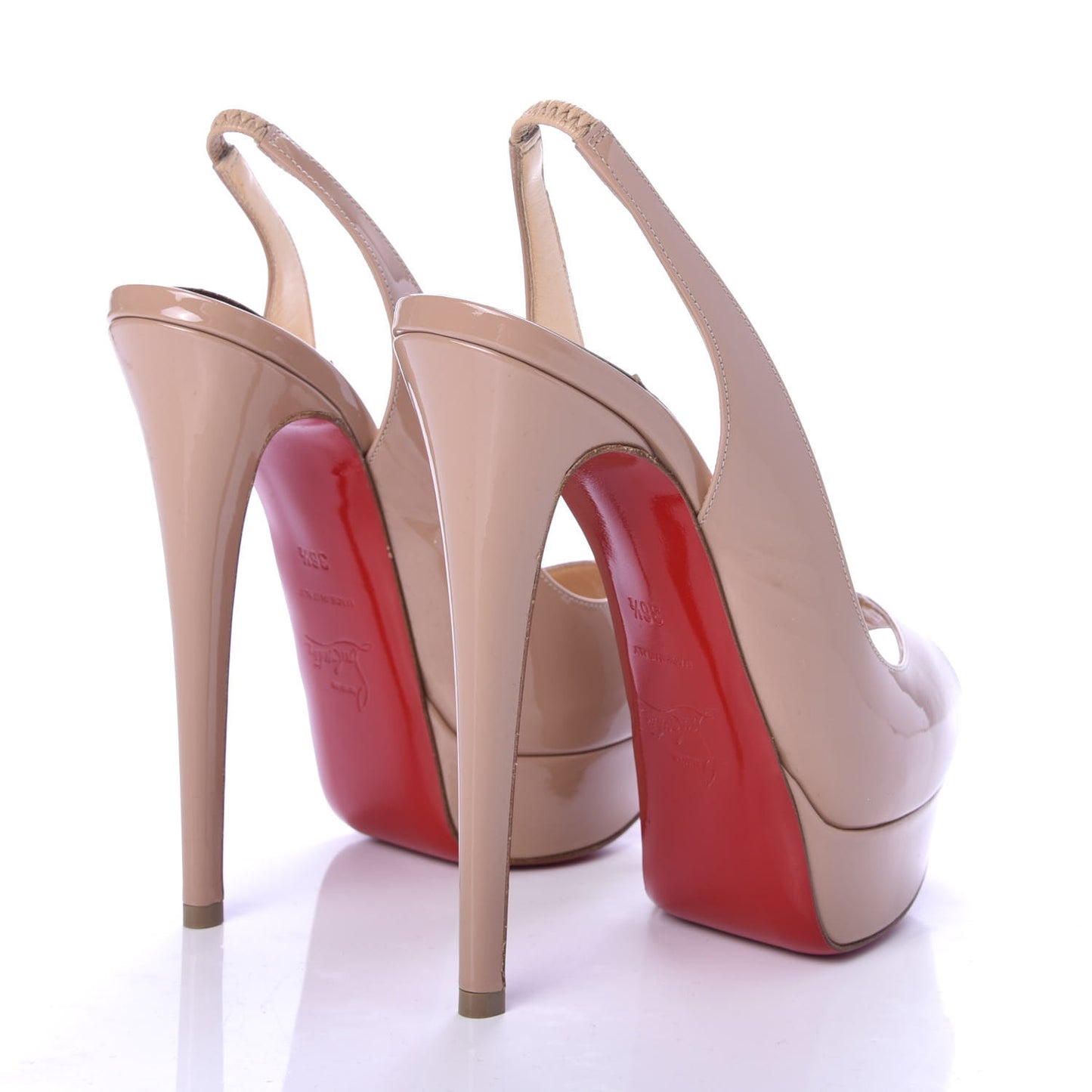 Patent Lady Peep Sling 150 Pumps 36.5 Nude