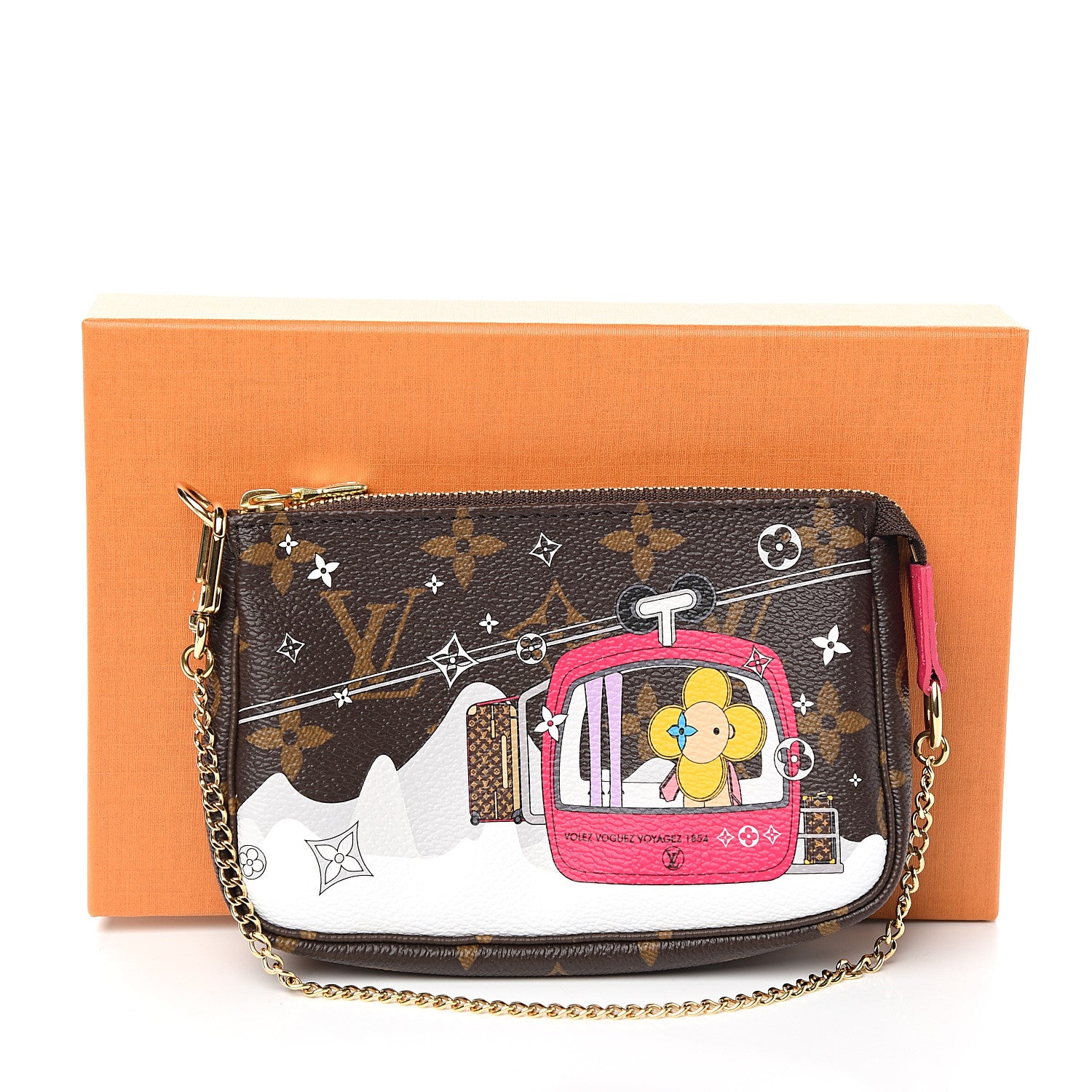 Louis Vuitton Monogram 2019 Christmas Animation Mini Courchevel Pochette Accessories Fuchsia 7 of 7
