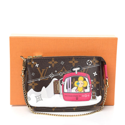 Louis Vuitton Monogram 2019 Christmas Animation Mini Courchevel Pochette Accessories Fuchsia 7 of 7