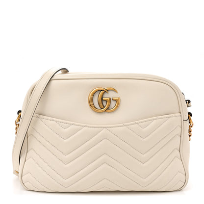 Gucci Calfskin Matelasse Medium GG Marmont Chain Shoulder Bag Mystic White 1 of 16