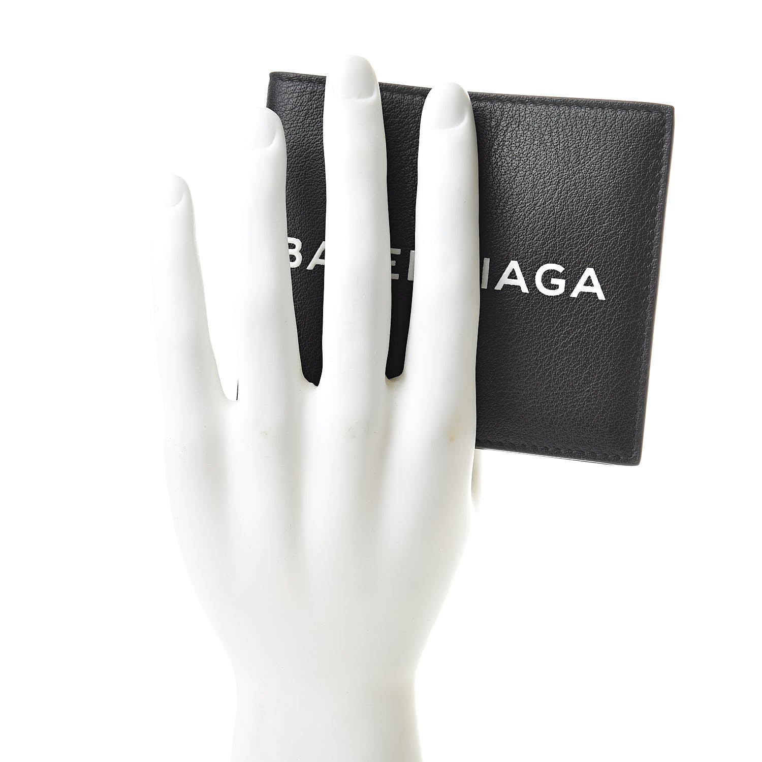 Balenciaga Calfskin Logo Bi-Fold Wallet Black 2 of 7