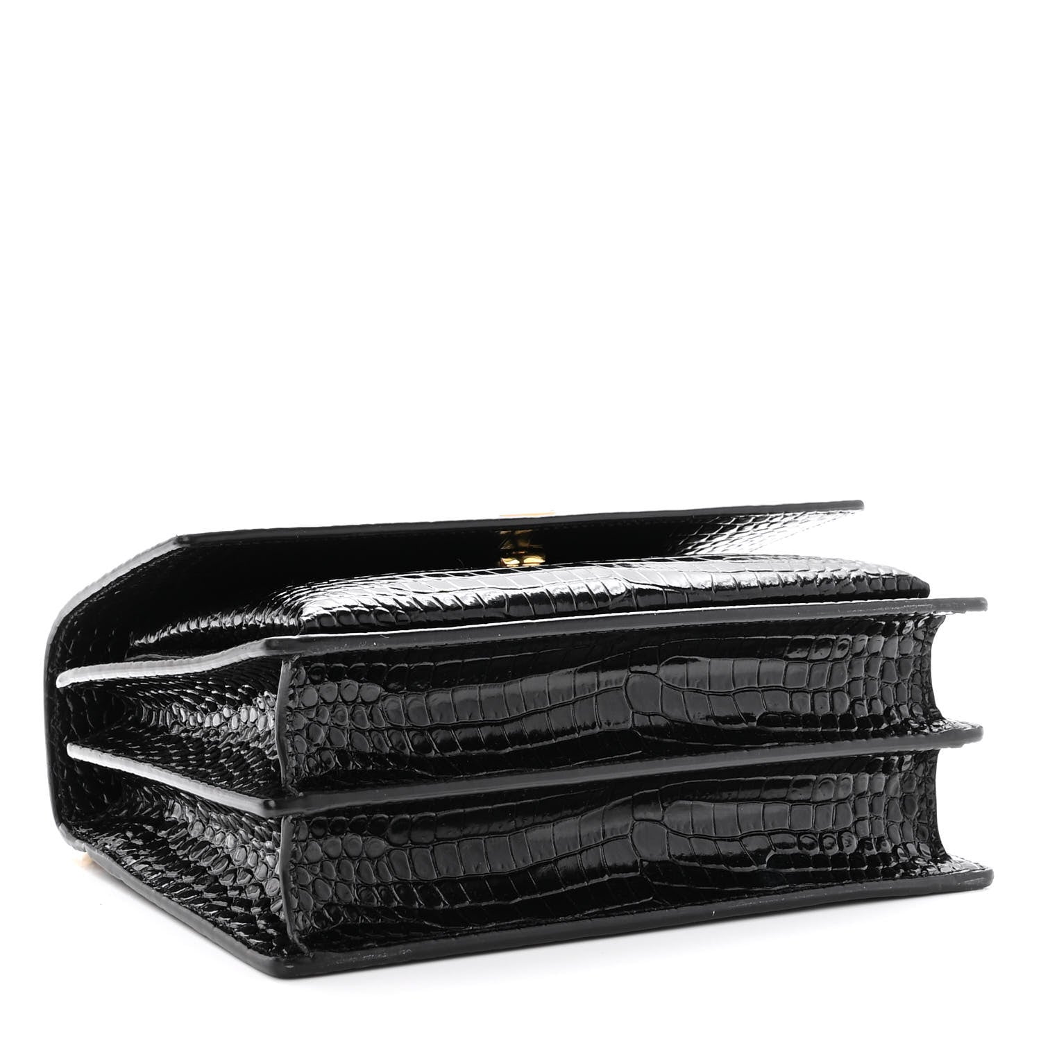 Saint Laurent Calfskin Crocodile Embossed Medium Monogram Sunset Black 4 of 10