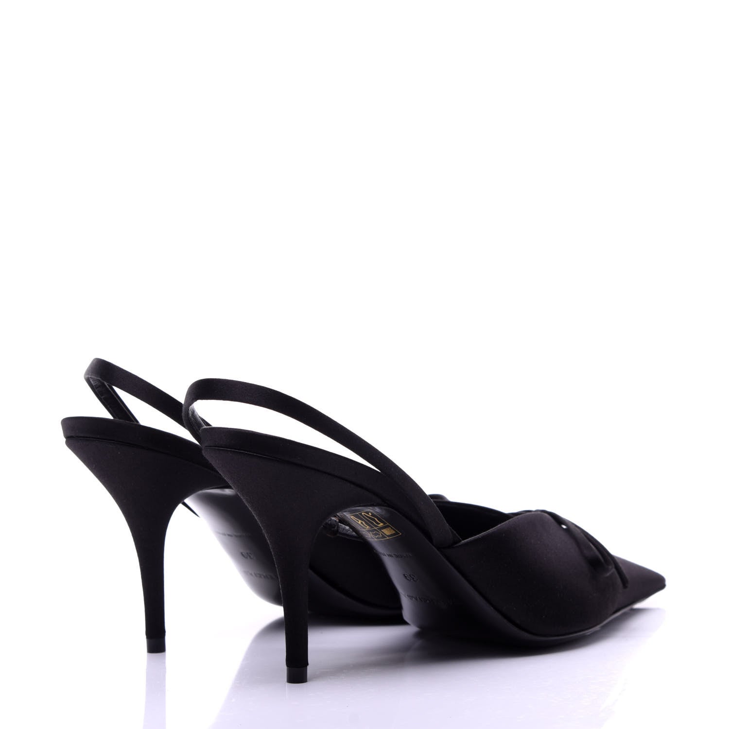 Balenciaga Satin Pointed Toe Knife Slingback Mules 39 Black 3 of 11