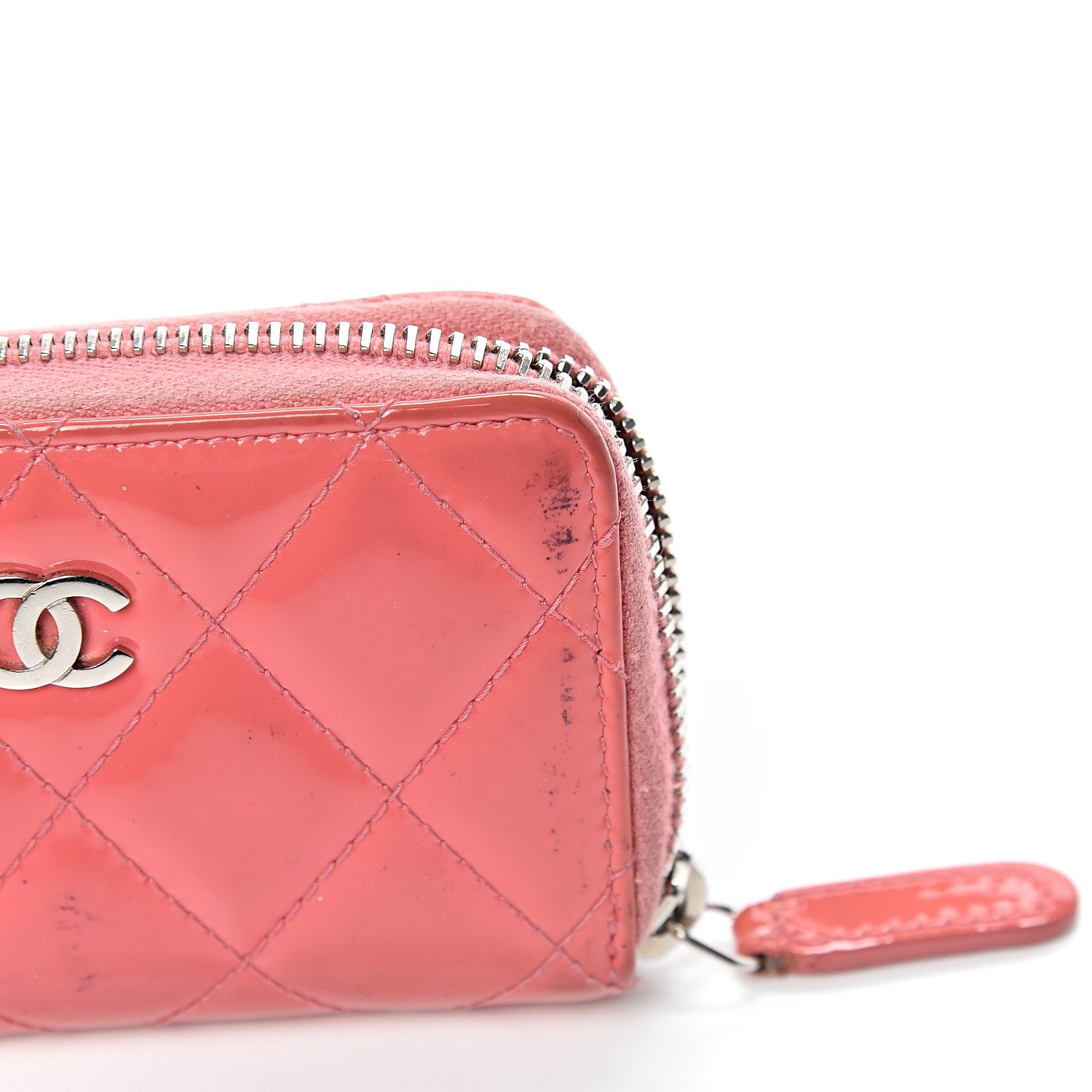 Chanel Patent Calfskin Quilted Zip Coin Purse Pink 11 of 16
