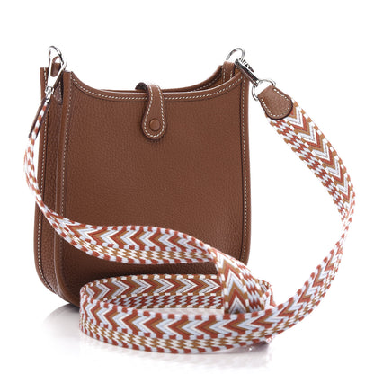 Hermes Taurillon Clemence Allegro Evelyne TPM Gold Cornaline White 3 of 11