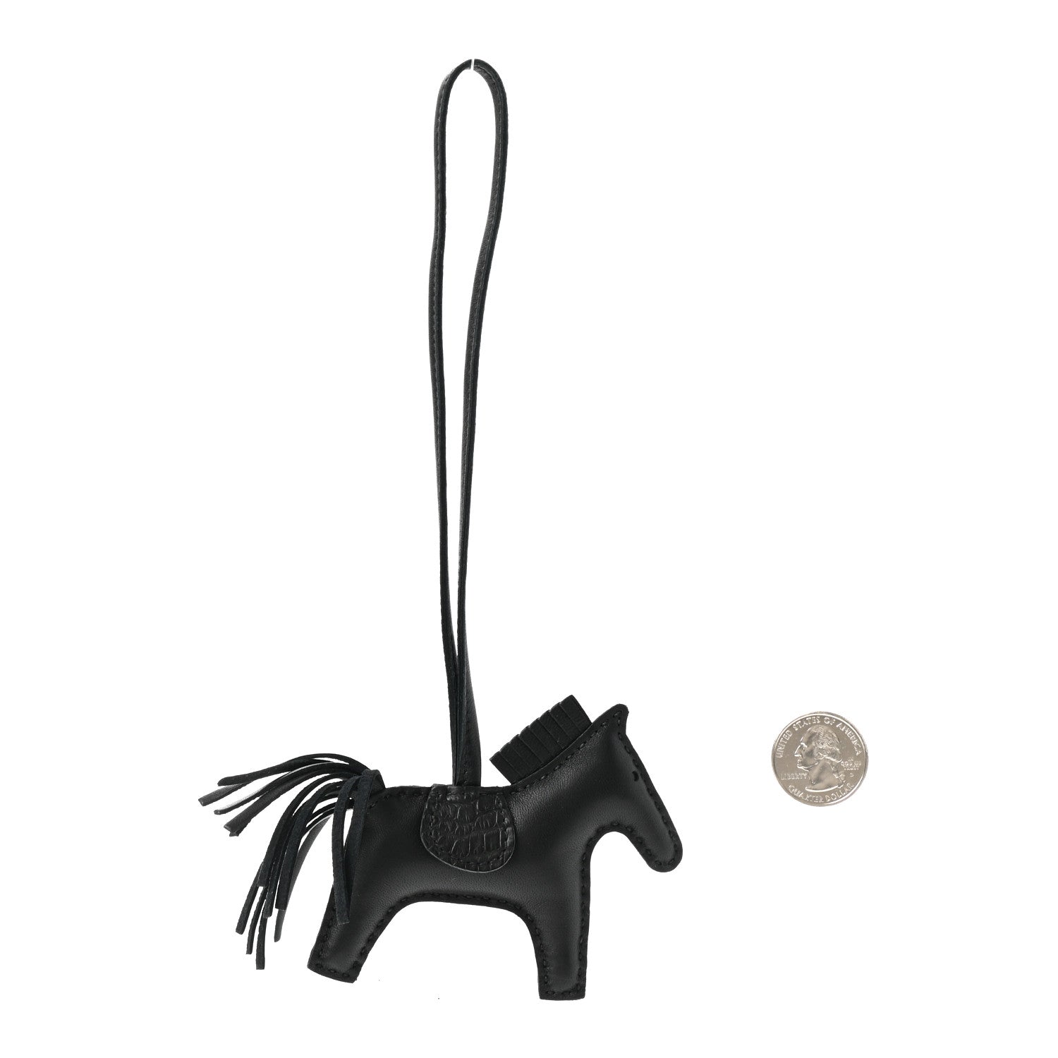 Hermes Milo Lambskin Matte Alligator Touch Grigri Rodeo Horse Bag Charm PM So Black 2 of 4
