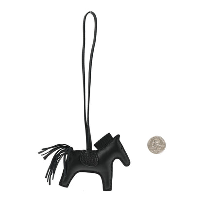 Hermes Milo Lambskin Matte Alligator Touch Grigri Rodeo Horse Bag Charm PM So Black 2 of 4