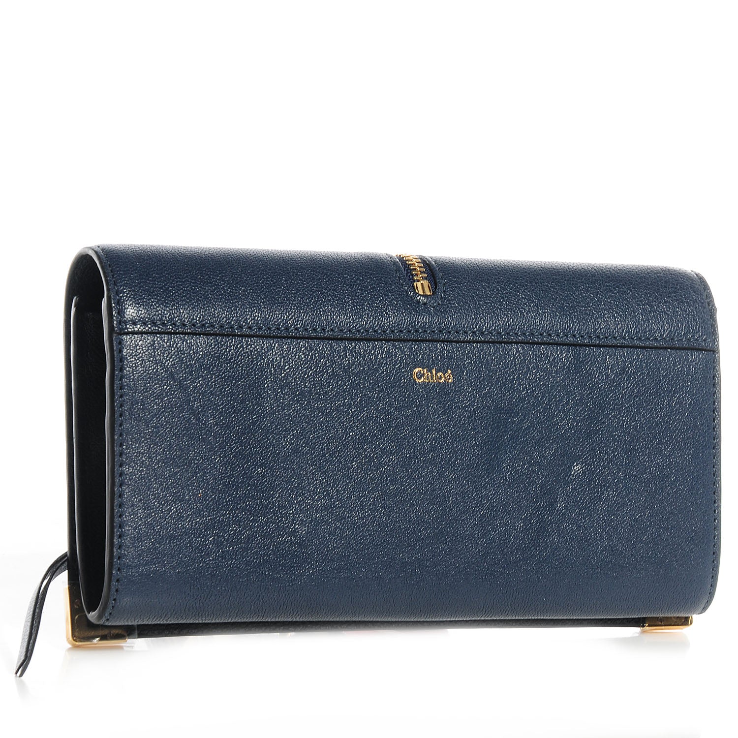 Chloe Leather Ghost Long Zipped Wallet Navy 2 of 8