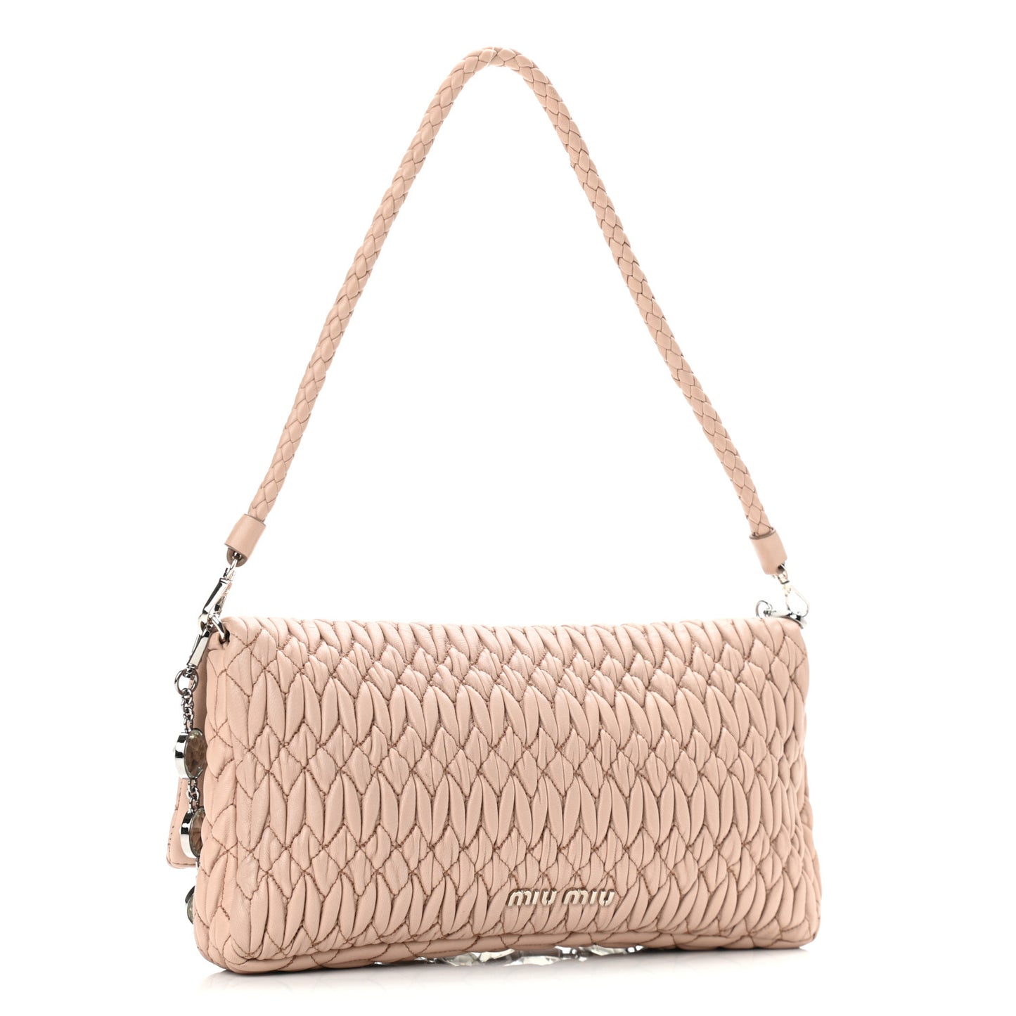 Nappa Matelasse Crystal Flap Clutch Cammeo