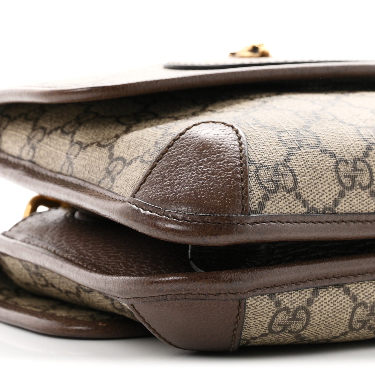 Gucci GG Supreme Monogram Web Small Neo Vintage Double Flap Messenger Bag Beige New Acero 9 of 10