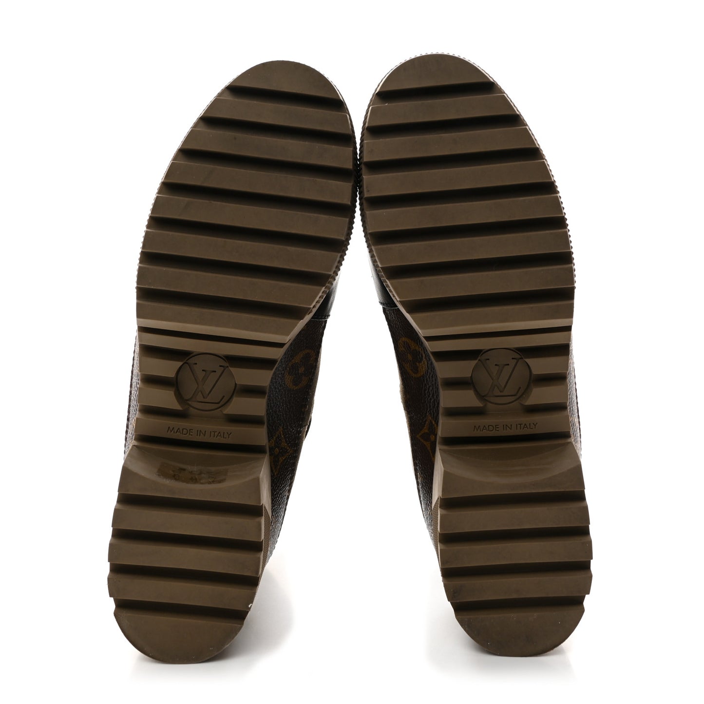 Suede Calfskin Monogram Laureate Platform Desert Boots 39 Taupe