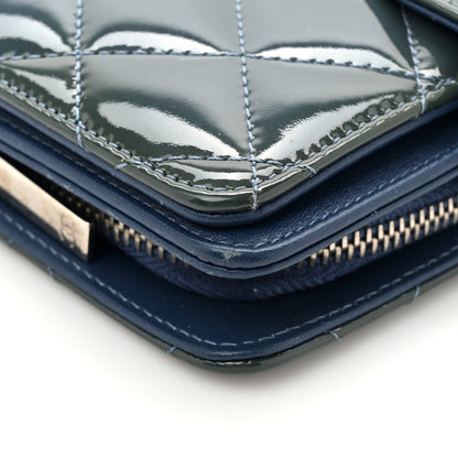 Chanel Patent Quilted Brilliant Zipped Pocket Wallet Blue 11 of 12