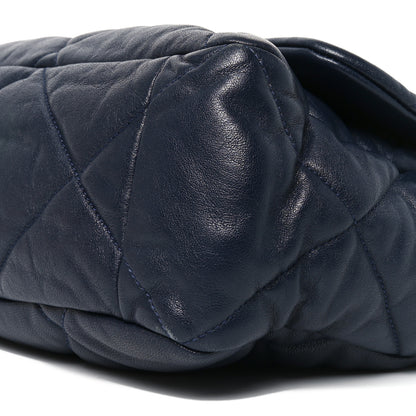 Chanel Goatskin Quilted Maxi Chanel 19 Flap Navy Blue 10 of 10
